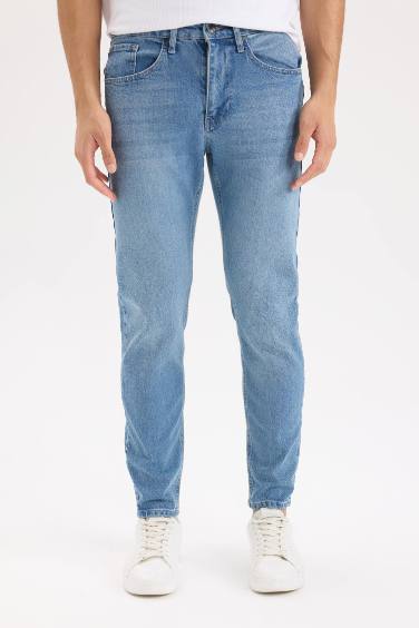 Slim Tapered Fit Dar Kalıp Normal Bel Daralan Paça Jean Pantolon