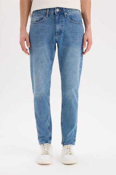 Slim Tapered Fit Dar Kalıp Normal Bel Daralan Paça Jean Pantolon