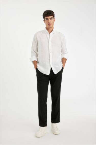 Chemise en lin à manches longues Coupe régulière