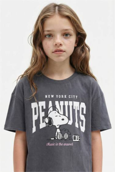 T-shirt Snoopy à col rond et manches courtes pour fille