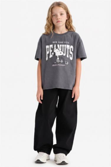 T-shirt Snoopy à col rond et manches courtes pour fille