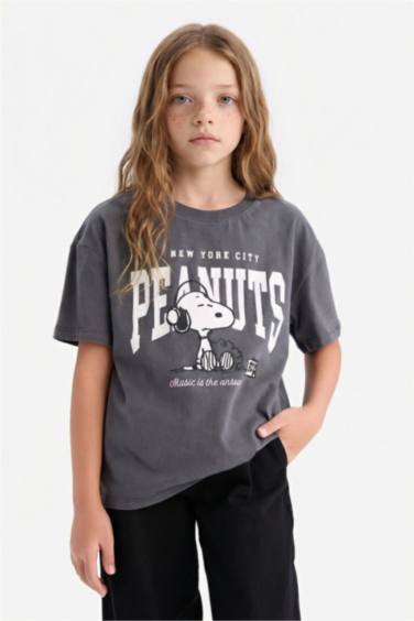 T-shirt Snoopy à col rond et manches courtes pour fille