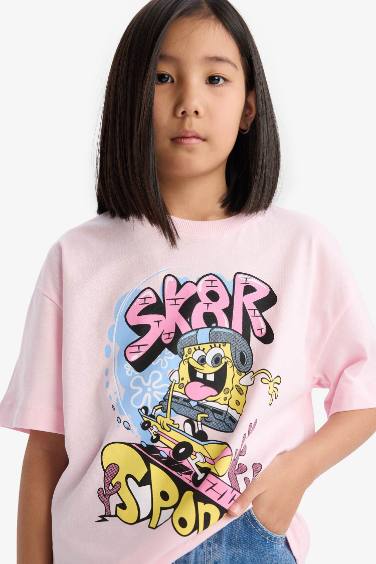 Girl SpongeBob Oversize Fit Crew Neck T-Shirt