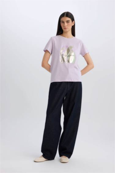 Regular Fit Crew Neck Printed Short Sleeve T-Shirt