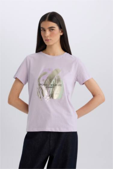 Regular Fit Crew Neck Printed Short Sleeve T-Shirt