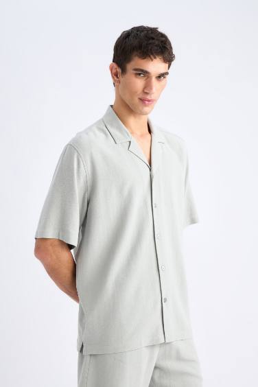 Relax Fit Resort Neck Cotton Short Sleeve Shirt