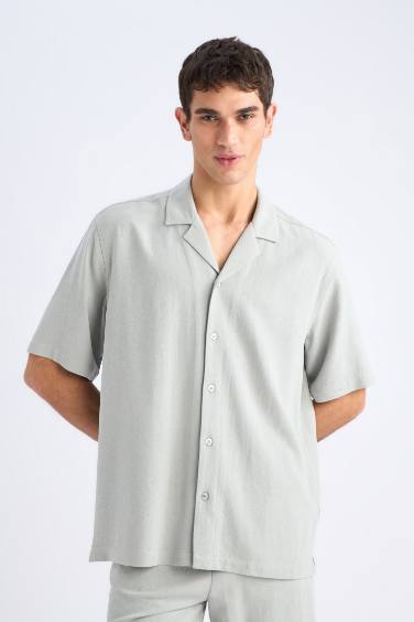Relax Fit Resort Neck Cotton Short Sleeve Shirt