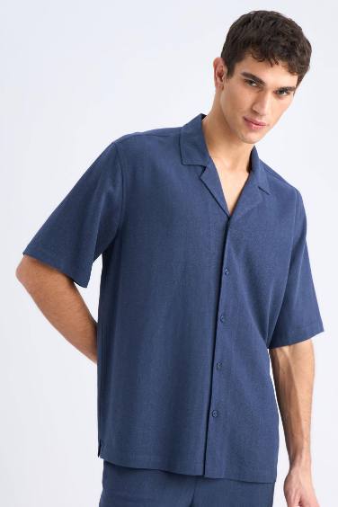 Relax Fit Resort Neck Cotton Short Sleeve Shirt