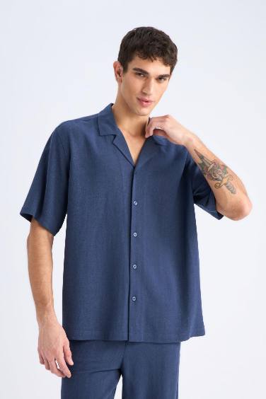 Relax Fit Resort Neck Cotton Short Sleeve Shirt