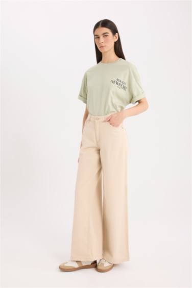 تيشيرت نص ردن اوفر سايز بياخة مستديرة