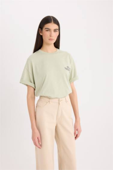 تيشيرت نص ردن اوفر سايز بياخة مستديرة