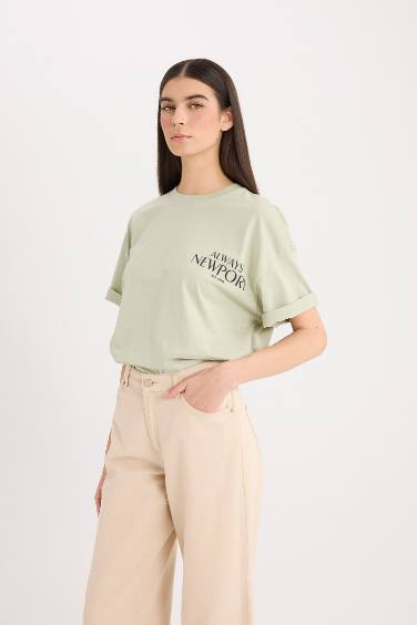 تيشيرت نص ردن اوفر سايز بياخة مستديرة