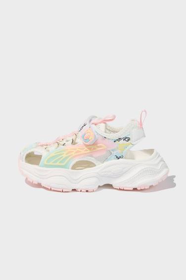 Сандалии для девочки на плоской подошве из искусственной кожи