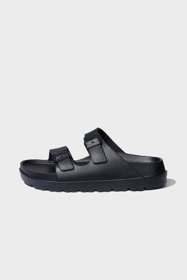 شبشب حريمي إيفا أسود بكعب مسطح بشريط مزدوج