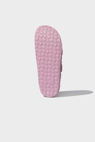 شبشب حريمي إيفا بكعب مسطح بشريط مزدوج زهري غامق