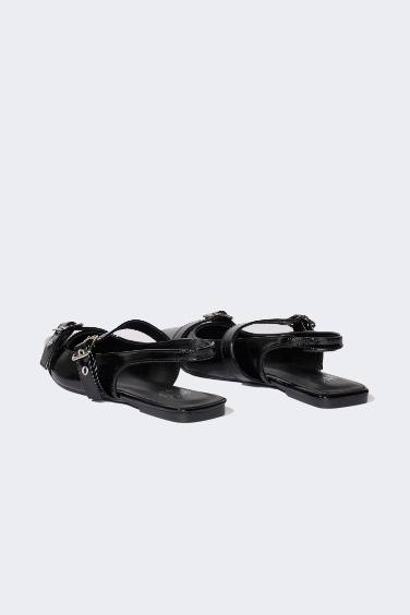 حذاء فلات نسائي جلد صناعي بكعب مسطح