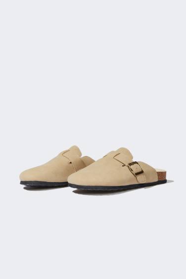 Woman Flat Sole Faux Leather Slippers