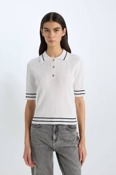 Regular Fit Polo Collar Pullover