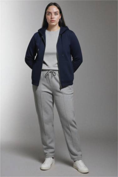 بنطلون بيزك قصة عادية بجيب وخصر مطاطي