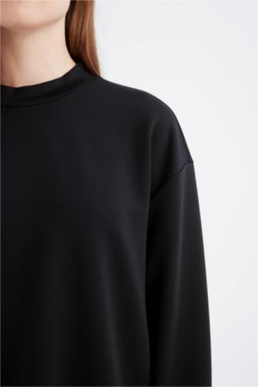 Relax Fit Skuba Dalgıç Kumaş Uzun Kollu Tunik