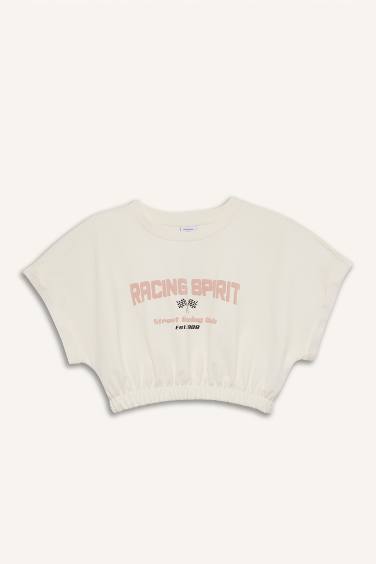 DeFactoFit Slogan Printed Sports Crop T-shirt