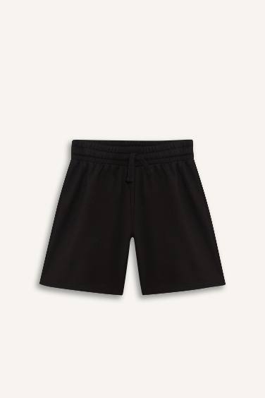 Kız Çocuk Relax Fit Beli Lastikli Basic Düz Şort