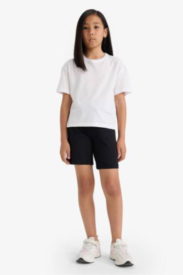 Girl Relax Fit Elastic Waist Basic Shorts