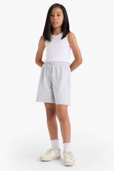 Girl Relax Fit Elastic Waist Basic Shorts