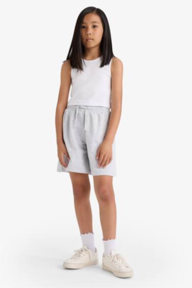 Girl Relax Fit Elastic Waist Basic Shorts