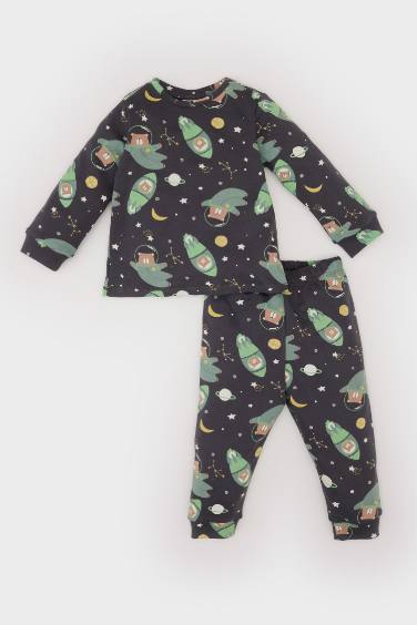 Baby Boy Space Printed Long Sleeve 2 Piece Pajama Set