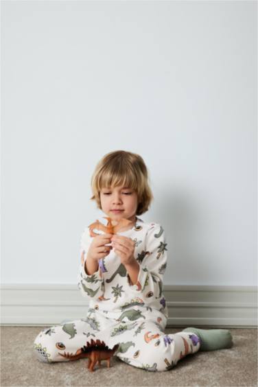 Baby Boy Dinosaur Printed Top Bottom 2 Piece Pajama Set