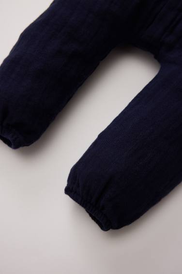 Baby Boy Newborn Buttoned Muslin Jumpsuit