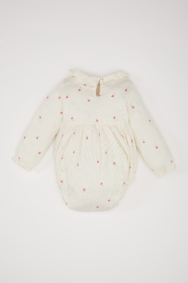 Body fleuri à manches longues et boutons-pression pour bébé fille