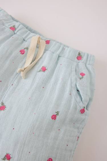 بنطلون بناتي فلورال موسلين قصة عادية