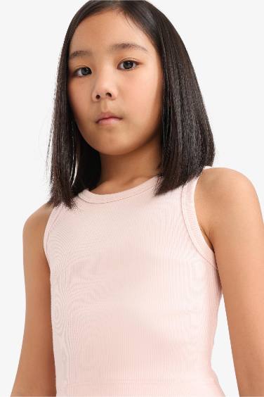 كروب توب كت بناتي برقبة مستديرة