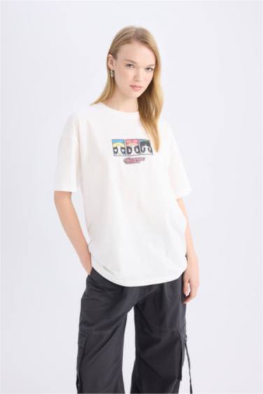 T-shirt oversize à col rond imprimé PowerPuff Girls