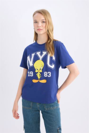Regular Fit Looney Tunes Licensed Printed Short Sleeve T-Shirt