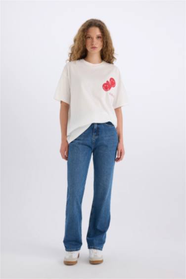 SmileyWorld Oversize Fit Crew Neck Back Printed T-Shirt