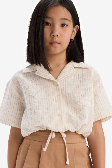 Girl Muslin Short Sleeve Crop Shirt