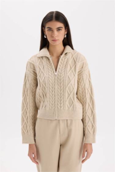 Кардиган стандартного кроя с воротником поло