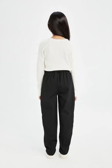Girl Black Carrot Fit Elastic Waist Sweatpants