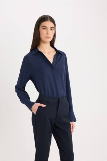 Regular Fit Basic Düz Uzun Kollu Gömlek