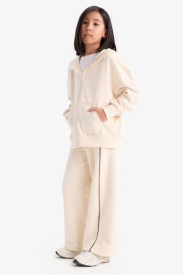 بنطلون بجامة رياضي بناتي برجل اسع وايد ليج