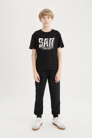 Базовая футболка с круглым вырезом и принтом для мальчиков