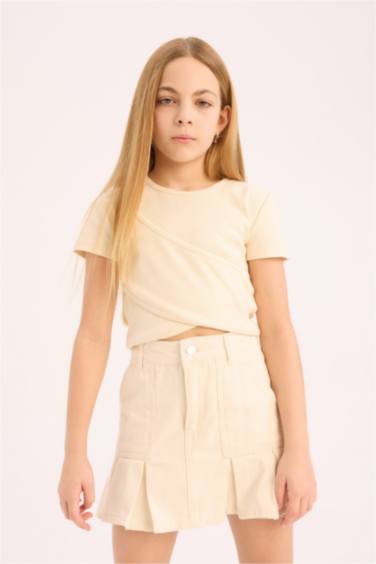 Қыздарға дөңгелек жаға қысқа жеңді Қысқа жеңді футболка