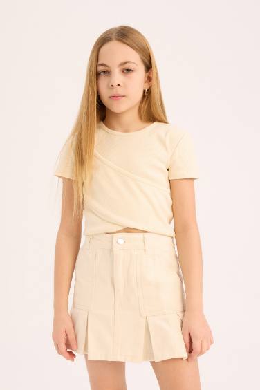 Қыздарға дөңгелек жаға қысқа жеңді Қысқа жеңді футболка