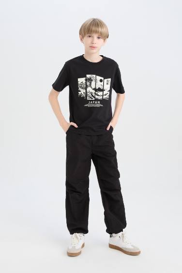 Базовая футболка с круглым вырезом и принтом для мальчиков