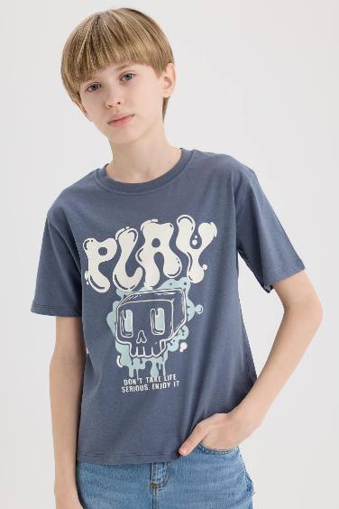 Boy Crew Neck Printed Short Sleeve T-Shirt