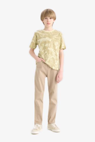 Boy Crew Neck Patterned Short Sleeve T-Shirt