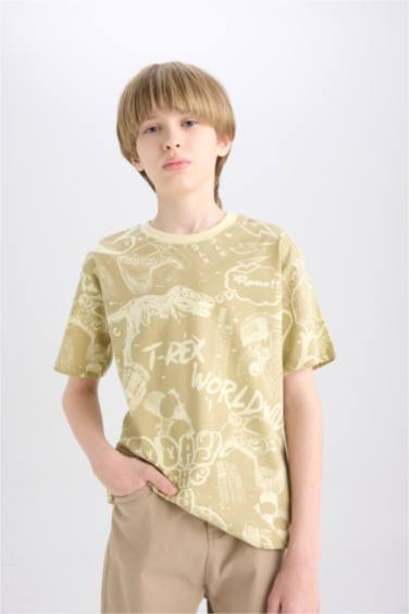 Boy Crew Neck Patterned Short Sleeve T-Shirt